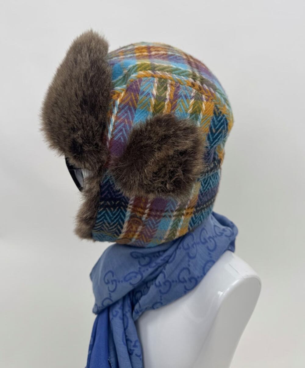 Manhattan Company Tweed Faux Fur Hat Insulated Lining Winter Hat